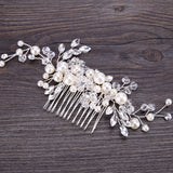 European Design Leaves Wedding Hair Accessories Pearl Crystal Flower Bridal Hair Comb Wedding Hair Jewelry