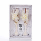 2pcs Set Wedding Glass Creative Pearl Flower Crystal Wedding Champagne Glasses Toasting Goblet Red Wine Glass Wedding Decoration