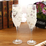 2pcs Set Wedding Glass Creative Pearl Flower Crystal Wedding Champagne Glasses Toasting Goblet Red Wine Glass Wedding Decoration