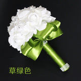 White Ivory Bridal Bridesmaid Flower Wedding Bouquet Artificial Flower Rose Bouquet Crystal Bridal Bouquets