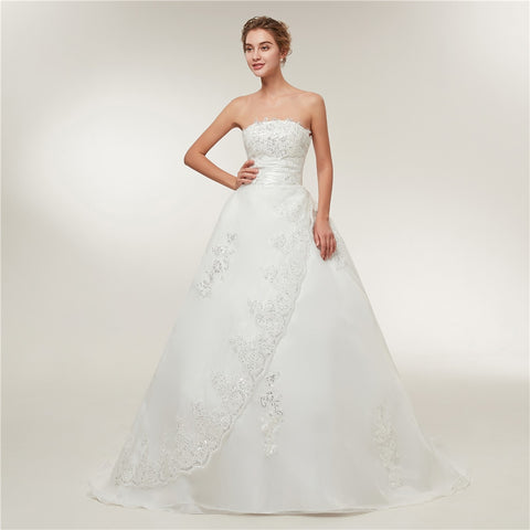 Cheap Vintage Lace Long Train Wedding Dresses 2019 Bridal Gowns Vestidos Plus Size Bridal Dress