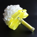 White Ivory Bridal Bridesmaid Flower Wedding Bouquet Artificial Flower Rose Bouquet Crystal Bridal Bouquets