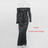 Off Shoulder Black Maxi White Dress Women Strapless Party Sexy Winter Dresses Vestido