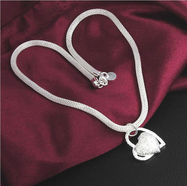 925 sterling silver jewelry exquisite fashion network heart heart pendant necklace girl women wedding wholesale jewelry