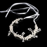 Trendy Silver Crystal Pearl Wedding Headband tiara For Bride Hair Accessories Handmade Pearl Bracelet Women Hiar Jewelry FD422