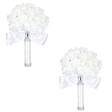 White Ivory Bridal Bridesmaid Flower Wedding Bouquet Artificial Flower Rose Bouquet Crystal Bridal Bouquets