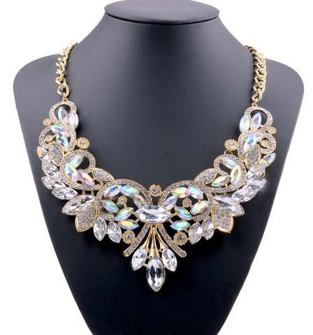 Women Necklace Jewelry Flower Fashion Pendant Necklaces Link Chain Alloy Flowers Female Necklace Evening Party Wedding